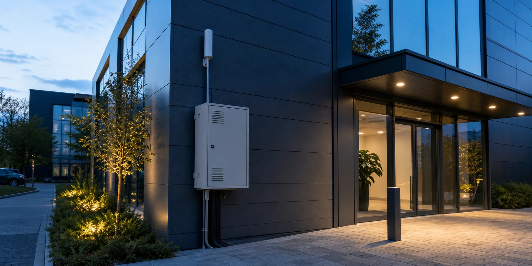 Instalación profesional de comunicaciones de alarma en un edificio