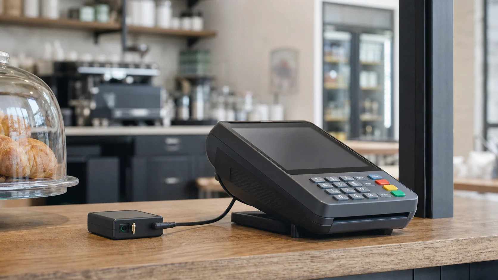 Datáfono conectado a un módulo de comunicación celular en un comercio