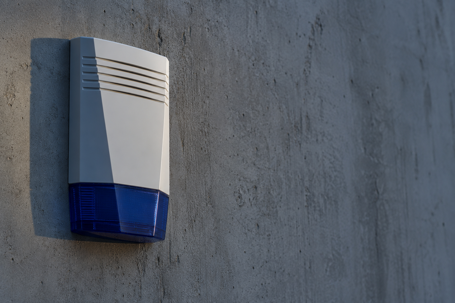 Sirena de alarma instalada en pared